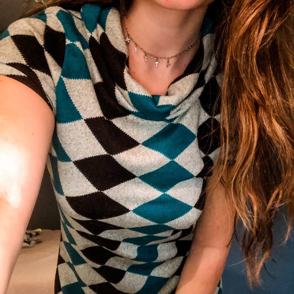 Vintage Argyle Sweater Dress